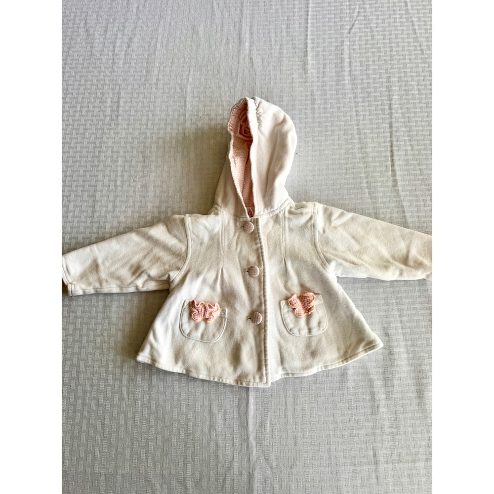 Gymboree Vintage Butterfly Hooded Jacket Cream Pink Gingham Infant Cotton Coat